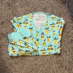 Little Sleepies Pineapple Jams Short Sleeve Top Jogger Bottoms Pajamas Small